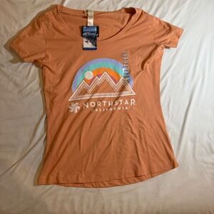 Ouray Northstar California Ski Resort Graphic T-Shirt Orange Womens Small NWT